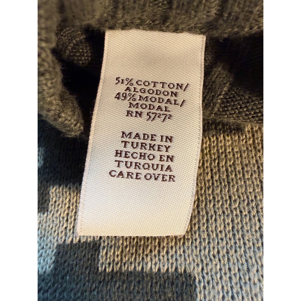 Perry Ellis Mens Large Olive Green Oversized Houndstooth Ribbed Pullover Sweater - Picture 6 of 8